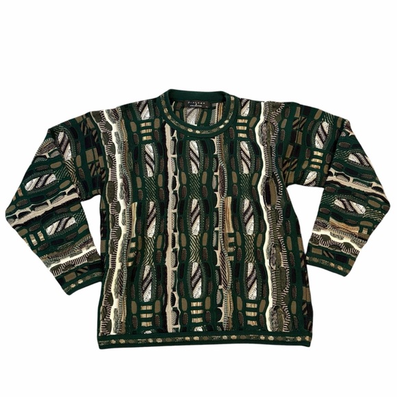 Protege Collection Other - Coogi Style Sweater Vintage Protege 3D Print Green Brown Mens Large